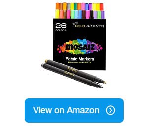 Mosaiz Dual Tip Fabric Markers 20 Chisel and Fine Tip Markers Fabric Paint Pens for Fabric Decorating with Gold and Silver Colors Including Numbers
