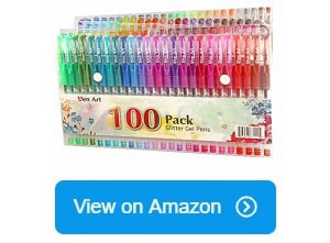 Glitter Gel Pen Aen Art Set of 100 Unique Colors Glitter Pens