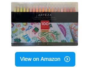 Arteza Set Of 16 Permanent Markers, Assorted Colors, Brush Nib : Target