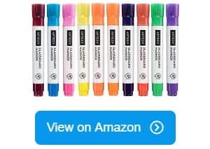 Arteza Washable Glass Board Markers Set, Assorted Neon Colors, Non-Toxic - 10 Pack