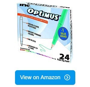 New Inc Optimus Felt Tip Pens Fine Point, 1 pack of 2 Pens ~Optimus ~ Green  Blue