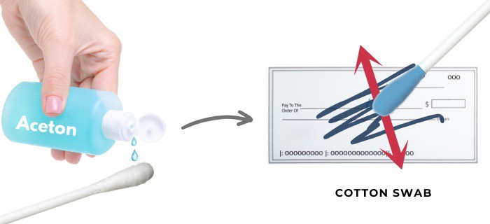 Using-Acetone-To-Remove-Pen-Ink-From-A-Check-Without-Damaging-It