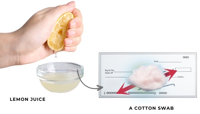 Using-Lemon-Juice-To-Remove-Pen-Ink-From-A-Check-Without-Damaging-It